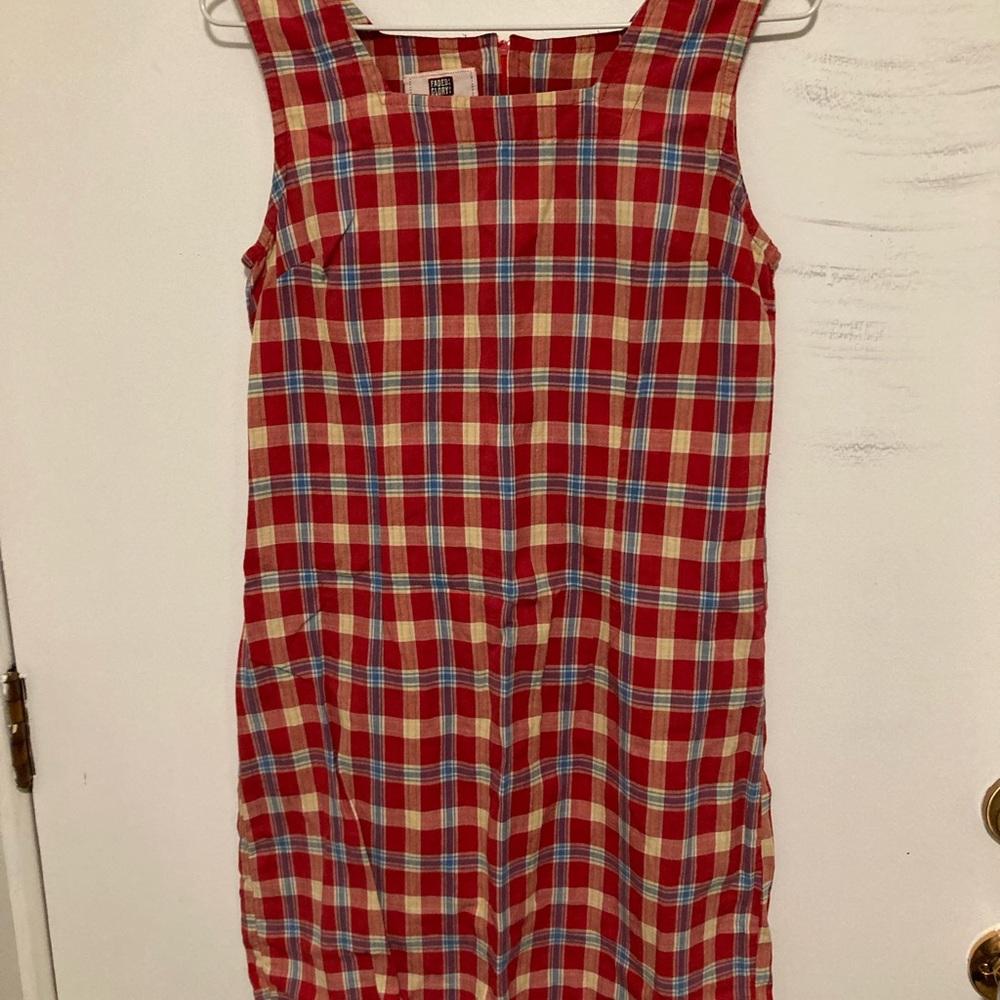 Vintage 90s plaid cotton shift dress